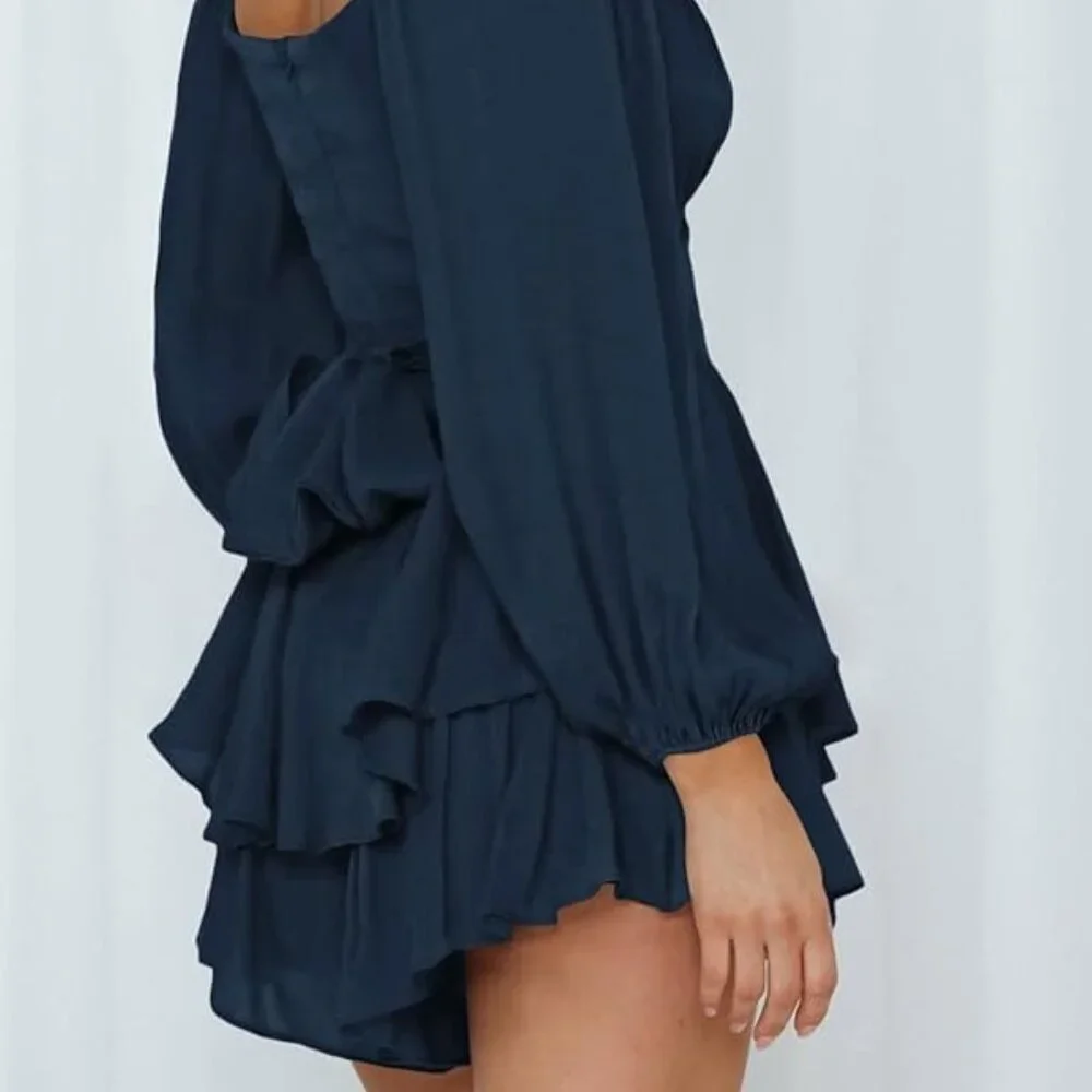 Boho Blue Ruffle Romper - Picture 5 of 5